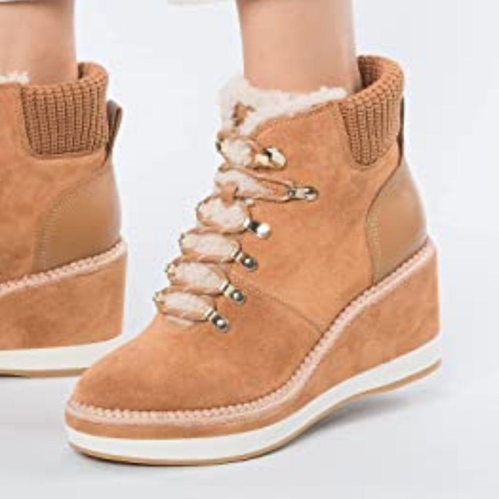 Kate Spade New York Willow Wedge Booties Boot Suede Leather Bungalow 6M